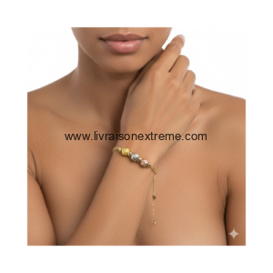 Bracelet Chaînette avec perles Tricolores