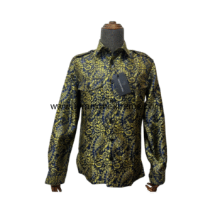 Chemise Présidentielle  – Baroque or sur bleu nuit