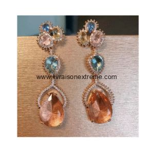 Boucles d'oreilles pendantes multicolores