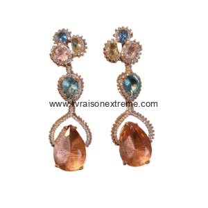 Boucles d'oreilles pendantes multicolores