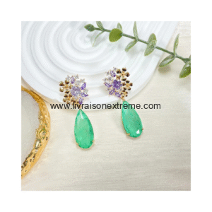 Boucles d'oreilles pendantes émeraude