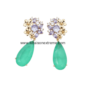 Boucles d'oreilles pendantes émeraude