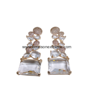 Boucles d'oreilles pendantes en cristal rectangulaire