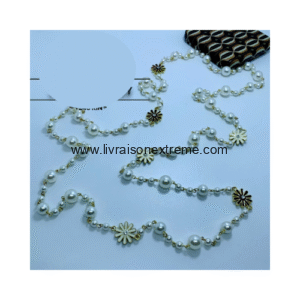 Parure Sautoir perles et fleurs