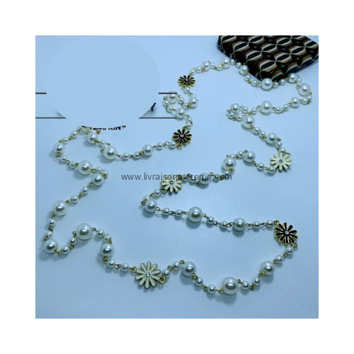 Parure Sautoir perles et fleurs – Image 2