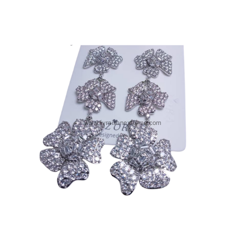 Boucles d'oreilles pendantes motif fleurs – Image 2
