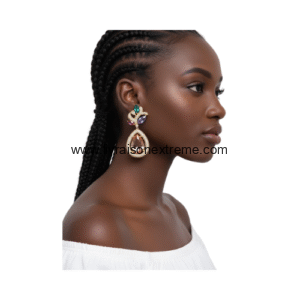 Boucles d'oreilles pendantes goutte et pierres multicolores