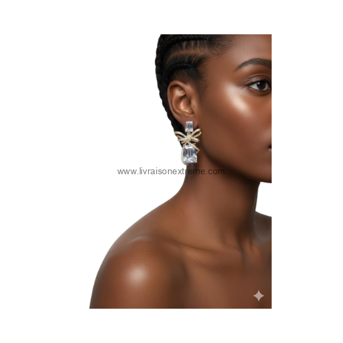 Boucles d'oreilles nœud et cristal