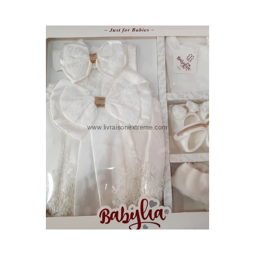 Ensemble de cérémonie bébé ivoire 4 pièces avec nœud – Image 5