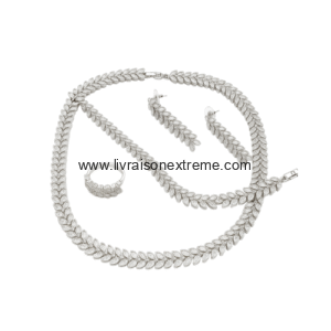 Parure en motif feuillage cristal 4 pièces
