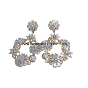 Boucles d'oreilles créoles fleuries