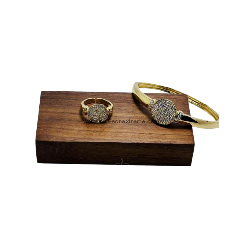 Parure bracelet et bague motif disque étoilé