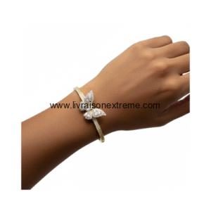 Bracelet jonc papillon strass