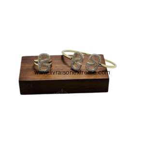 Parure bracelet et bague glamour strass