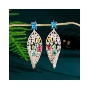 Boucles d'oreilles pendantes feuille multicolore