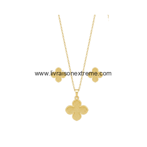 Ensemble collier et boucles d'oreilles Trèfle