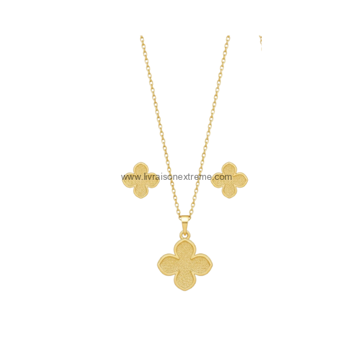 Ensemble collier et boucles d'oreilles Trèfle