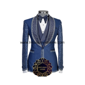 Smoking croisé 3 pièces à strass - Blue Stardust