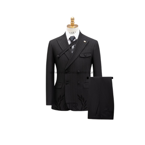 Costume croisé 2 pièces à rayures « Black Regent »