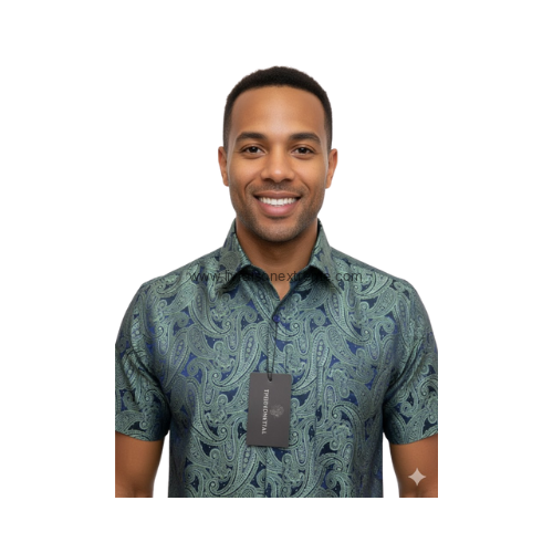 Chemise Présidentielle Manches Courtes – Jade & Saphir – Image 2