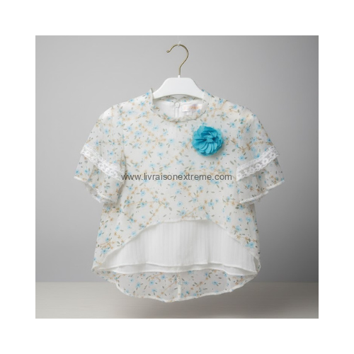 Haut fleuri fille avec fleur décorative – Image 2