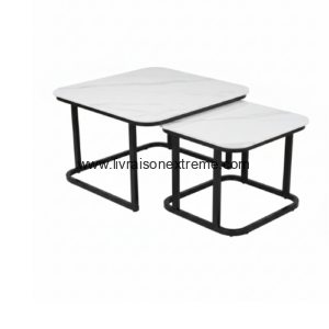Tables gigognes – Marbre & métal 70cm + 50cm – “Design Moderne et Élégant” - LvxepB-1