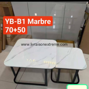 Tables gigognes – Marbre & métal 70cm + 50cm  – “Design Moderne et Élégant” - LvxepB-1