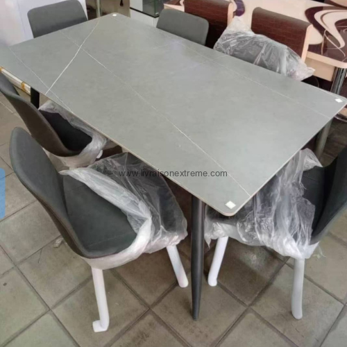 Table à manger semi-marbre Grise – “Elegant Dining” – Image 2
