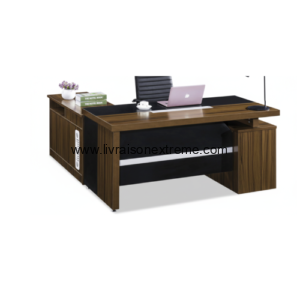 Table de Bureau bois élégante avec panneau frontal noir  – “Professional Line”