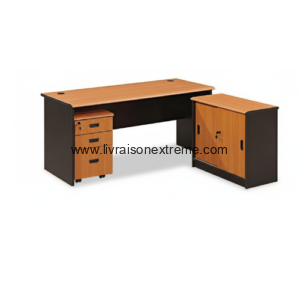 Table de Bureau Pro Avec retour + tiroirs intégrés- 1.4 m – “Executive Workstation”