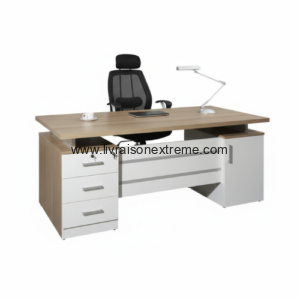 Table de bureau moderne 80 – 1.2 mètre "Plateau bois finition claire avec panneaux décoratifs élégants"