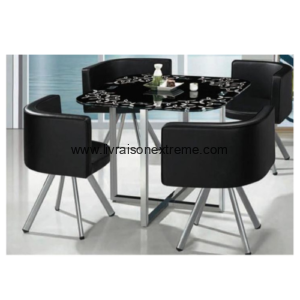 Salle à Manger 1+4 (A6) – “Table carrée finition noir avec bords arrondis”