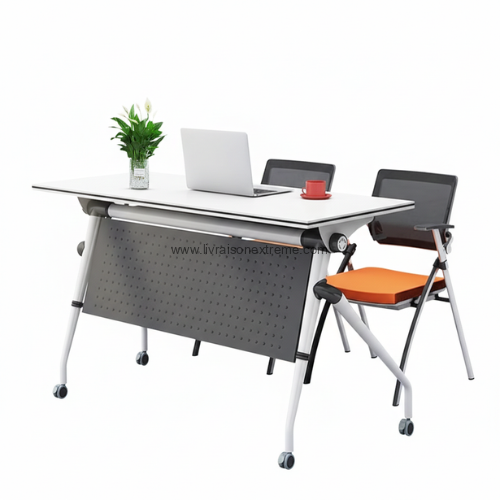 Table de bureau moderne - 1.2 mètres XS – “ panneau frontal perforé gris”