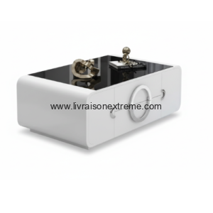 Table Basse Design "Crystal Ring" (1.2 mètre) – Blanc Laqué & Verre Trempé -81