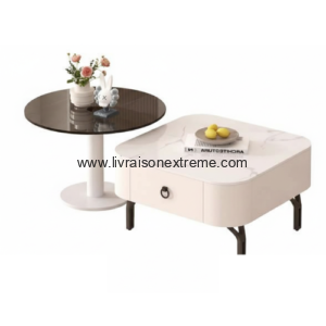 Table basse finition blanche WD  – “Qualité supérieure”