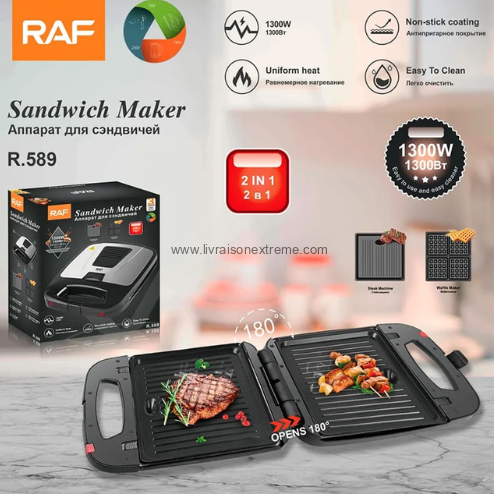 Machine à gaufres et grill RAF R-589 “Double Fonction 2 en 1” - 1300W – Image 2