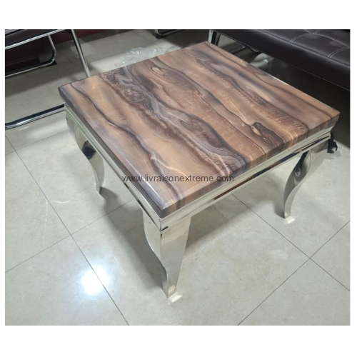 Table basse Marbre 60×60 – Format carré – Plateau marbre – Design moderne – Image 2