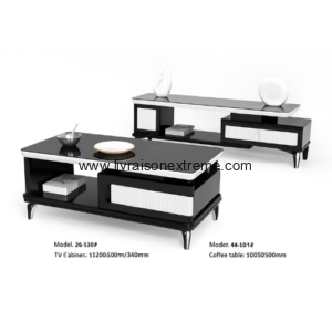 Meuble TV et table " Harmonie Noir & Blanc" lvxtn-66