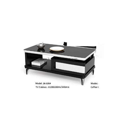 Meuble TV et table " Harmonie Noir & Blanc" lvxtn-66 – Image 5