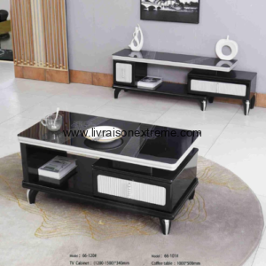 Meuble TV et table " Harmonie Noir & Blanc" lvxtn-66
