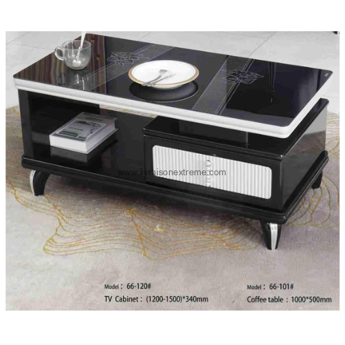 Meuble TV et table " Harmonie Noir & Blanc" lvxtn-66 – Image 2