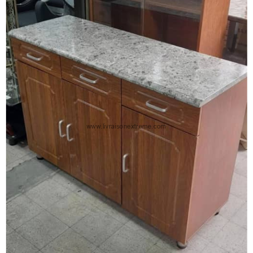 Armoire (Buffet) de Cuisine “Granito Bois” - (3 tiroirs + 3 compartiments) - lvxtan 006C – Image 2