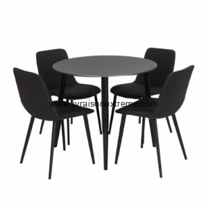 Salle à Manger ronde Lvxtan2268 – “Table ronde céramique marbre + 4 chaises”