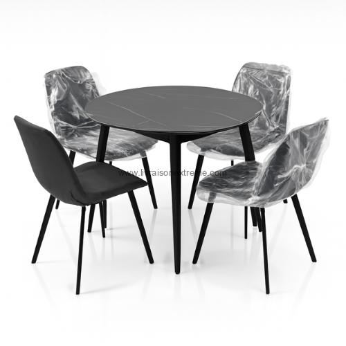 Salle à Manger ronde Lvxtan2268 – “Table ronde céramique marbre + 4 chaises” – Image 2