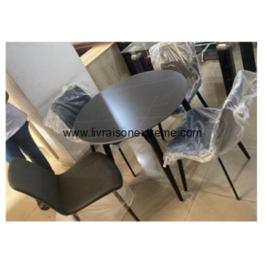 Salle à Manger ronde Lvxtan2268 – “Table ronde céramique marbre + 4 chaises”