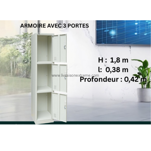 Armoire métallique 6 portes – ( H = 1800 mm ; L = 380 mm ) – Image 2