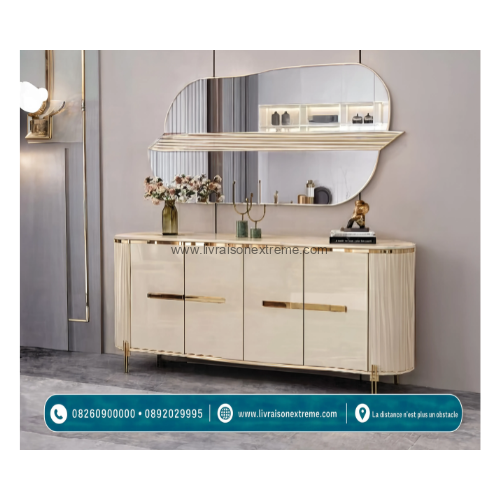 Ensemble Buffet Design Organique & Miroir Mural Panoramique – Image 2