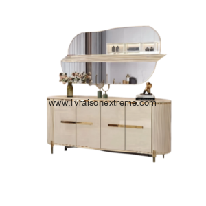 Ensemble Buffet Design Organique & Miroir Mural Panoramique