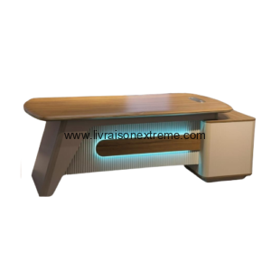 Table de bureau exécutif lumineux 2 m avec retour