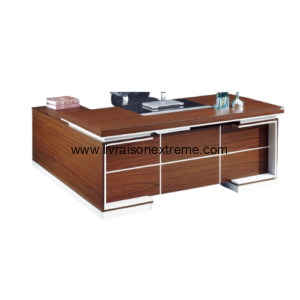 Table de Bureau de direction moderne Executive – Bois Noyer et Cadre Blanc
